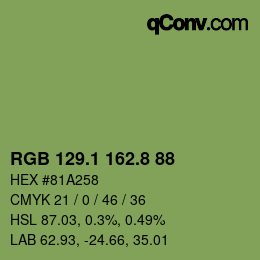 カラーコード: RGB 129.1 162.8 88 | qconv.com