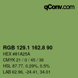 Color code: RGB 129.1 162.8 90 | qconv.com