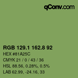 カラーコード: RGB 129.1 162.8 92 | qconv.com