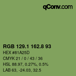 カラーコード: RGB 129.1 162.8 93 | qconv.com