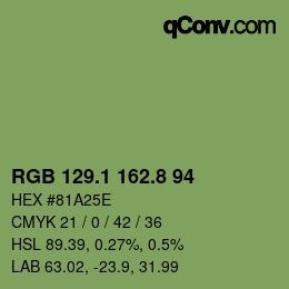 Color code: RGB 129.1 162.8 94 | qconv.com