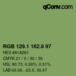 カラーコード: RGB 129.1 162.8 97 | qconv.com