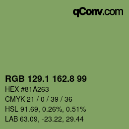 Color code: RGB 129.1 162.8 99 | qconv.com