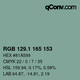 カラーコード: RGB 129.1 165 153 | qconv.com