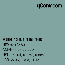 Color code: RGB 129.1 165 160 | qconv.com