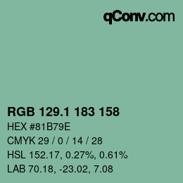 カラーコード: RGB 129.1 183 158 | qconv.com