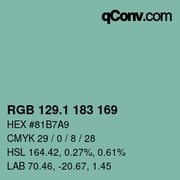 カラーコード: RGB 129.1 183 169 | qconv.com