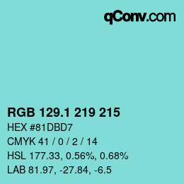 カラーコード: RGB 129.1 219 215 | qconv.com