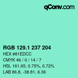 カラーコード: RGB 129.1 237 204 | qconv.com