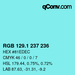 Color code: RGB 129.1 237 236 | qconv.com