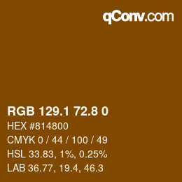 Farbcode: RGB 129.1 72.8 0 | qconv.com