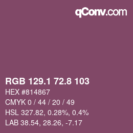 カラーコード: RGB 129.1 72.8 103 | qconv.com