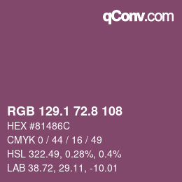 カラーコード: RGB 129.1 72.8 108 | qconv.com
