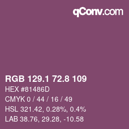 カラーコード: RGB 129.1 72.8 109 | qconv.com