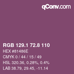 カラーコード: RGB 129.1 72.8 110 | qconv.com