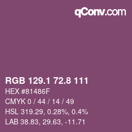 カラーコード: RGB 129.1 72.8 111 | qconv.com