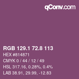 カラーコード: RGB 129.1 72.8 113 | qconv.com