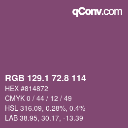 カラーコード: RGB 129.1 72.8 114 | qconv.com
