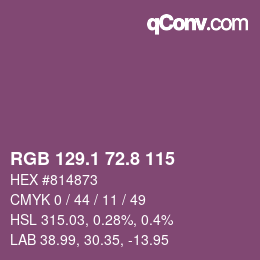 カラーコード: RGB 129.1 72.8 115 | qconv.com