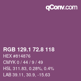 カラーコード: RGB 129.1 72.8 118 | qconv.com
