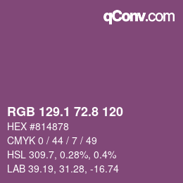 カラーコード: RGB 129.1 72.8 120 | qconv.com