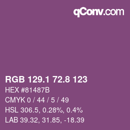 カラーコード: RGB 129.1 72.8 123 | qconv.com