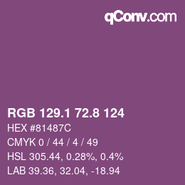 カラーコード: RGB 129.1 72.8 124 | qconv.com