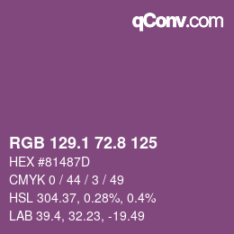 カラーコード: RGB 129.1 72.8 125 | qconv.com