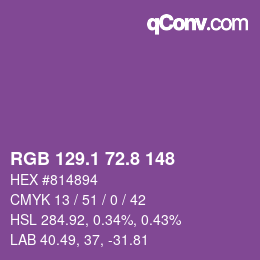 カラーコード: RGB 129.1 72.8 148 | qconv.com