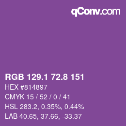 カラーコード: RGB 129.1 72.8 151 | qconv.com