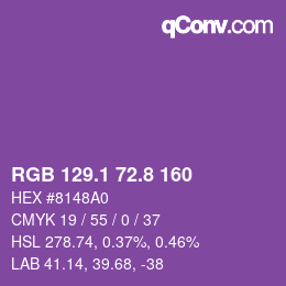カラーコード: RGB 129.1 72.8 160 | qconv.com