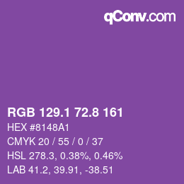 カラーコード: RGB 129.1 72.8 161 | qconv.com