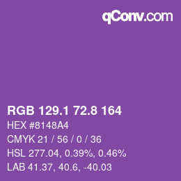 カラーコード: RGB 129.1 72.8 164 | qconv.com