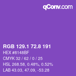 カラーコード: RGB 129.1 72.8 191 | qconv.com