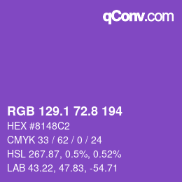 カラーコード: RGB 129.1 72.8 194 | qconv.com