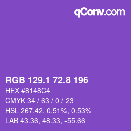 カラーコード: RGB 129.1 72.8 196 | qconv.com