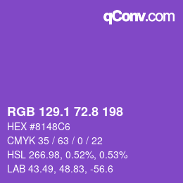 カラーコード: RGB 129.1 72.8 198 | qconv.com