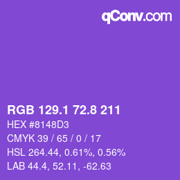 カラーコード: RGB 129.1 72.8 211 | qconv.com