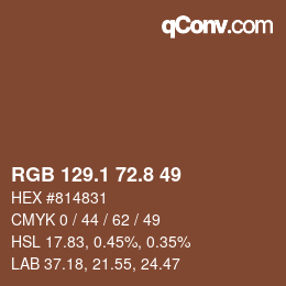 Color code: RGB 129.1 72.8 49 | qconv.com