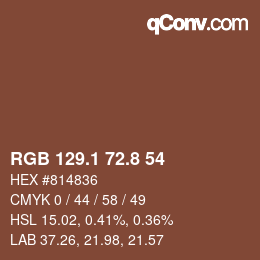 カラーコード: RGB 129.1 72.8 54 | qconv.com