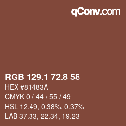Color code: RGB 129.1 72.8 58 | qconv.com
