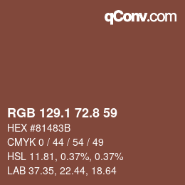カラーコード: RGB 129.1 72.8 59 | qconv.com