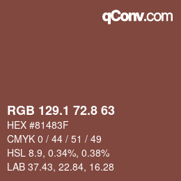 Color code: RGB 129.1 72.8 63 | qconv.com