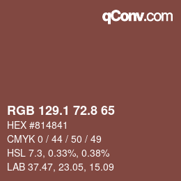 カラーコード: RGB 129.1 72.8 65 | qconv.com