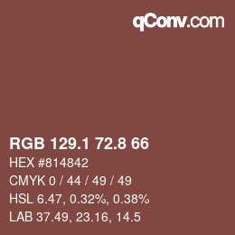 Color code: RGB 129.1 72.8 66 | qconv.com