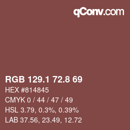 カラーコード: RGB 129.1 72.8 69 | qconv.com