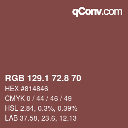 Color code: RGB 129.1 72.8 70 | qconv.com