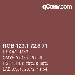 Color code: RGB 129.1 72.8 71 | qconv.com