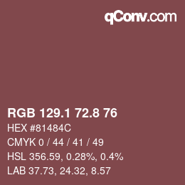 Color code: RGB 129.1 72.8 76 | qconv.com