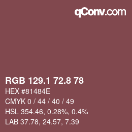 Farbcode: RGB 129.1 72.8 78 | qconv.com